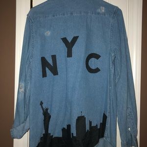 Hand Painted NYC Denim Shirt
